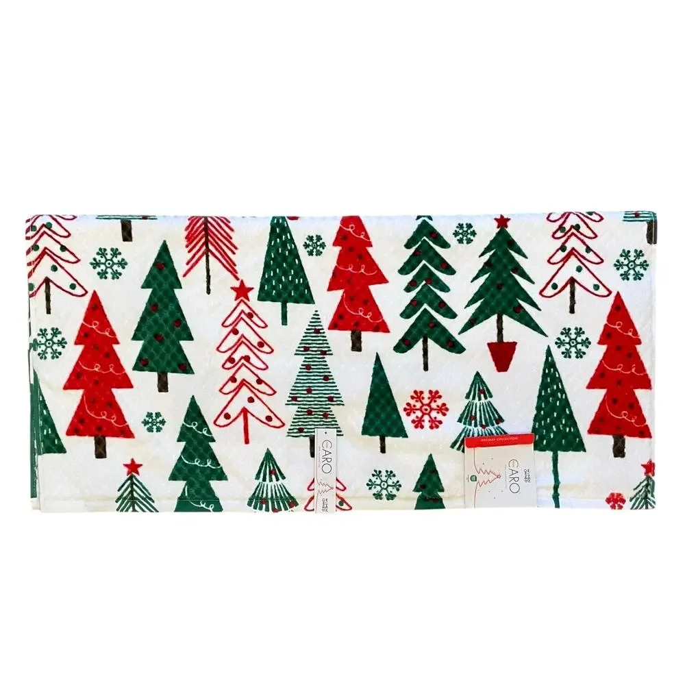 Caro Home Christmas Tree & Snowflakes Bath Towels Set of 2 Holiday Bath New
